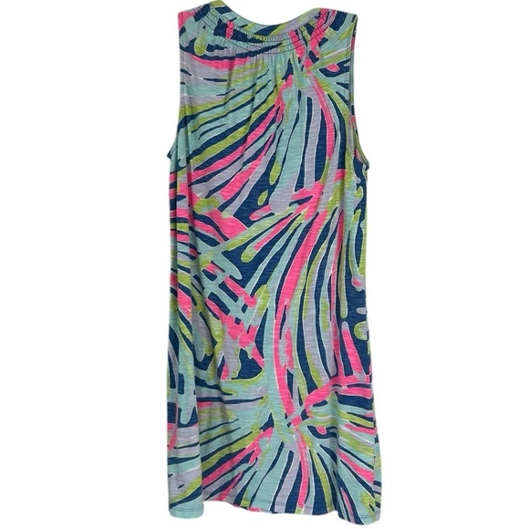 Lilly Pulitzer Essie Multi Beach Please Blue Pink Tropical Summer Tank Dress Med - Picture 5 of 15